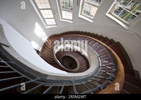 Cantilever Art Nouveau staircase, Bauhaus University Weimar, Thuringia, Germany, Europe Stock Photo