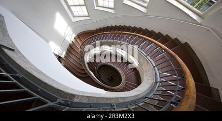 Cantilever Art Nouveau staircase, Bauhaus University Weimar, Thuringia, Germany, Europe Stock Photo