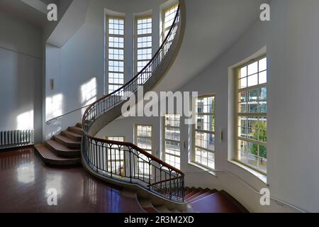 Cantilever Art Nouveau staircase, Bauhaus University Weimar, Thuringia, Germany, Europe Stock Photo