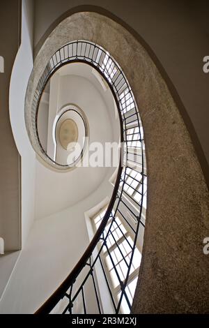 Cantilever Art Nouveau staircase, Bauhaus University Weimar, Thuringia, Germany, Europe Stock Photo