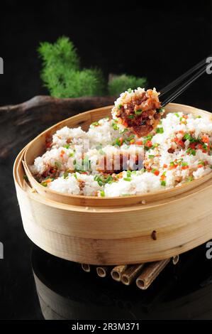 Steamed pork ribs with glutinous rice Stock Photo
