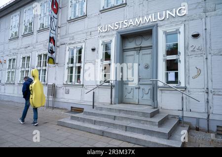 Neubrandenburg, Germany. 24th May, 2023. View of the entrance area of the Kunstsammlung. For its main exhibition, the 2023 Art Collection has brought in a photo artist. The Japanese Hiroyuki Masuyama is showing large works that cover an entire nature-year cycle - and has dedicated himself to the romanticist Caspar David Friedrich. A giant star globe is also part of the exhibition. Credit: Stefan Sauer/dpa/Alamy Live News Stock Photo
