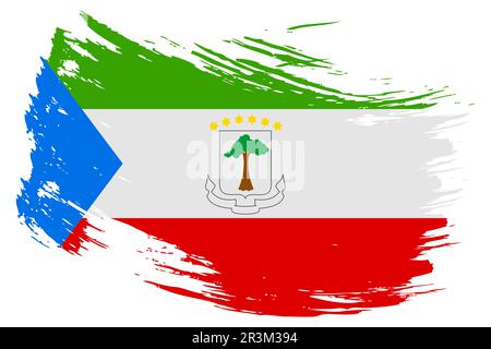 Equatorial Guinea brush stroke flag vector background. Hand drawn grunge style Republic of Equatorial Guinea painted isolated banner. Stock Vector