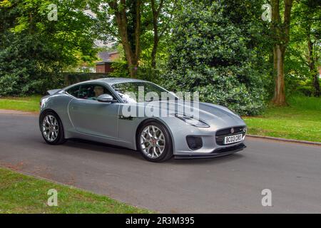 2018 Silver Jaguar F-Type R-Dynamic Auto at Lytham Hall St Annes Classic & Performance Motor vehicle show displays of classic cars, UK Stock Photo