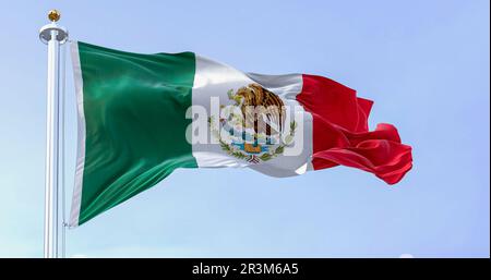 Mexican national flag waving in the wind Stock Photo