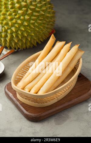 dim sum - Chinese dessert durian crispy on the plate Stock Photo