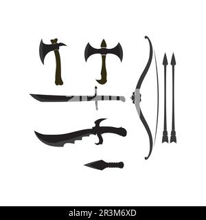 Cross swords, saber and blade logo icon flat Simple vector symbol and bonus icon Stock Vector