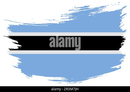 Botswana brush stroke flag vector background. Hand drawn grunge style Republic of Botswana painted isolated banner. Stock Vector