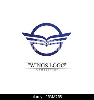 Falcon, eagle Logo and wings Template vector illustration design icon Stock Vector