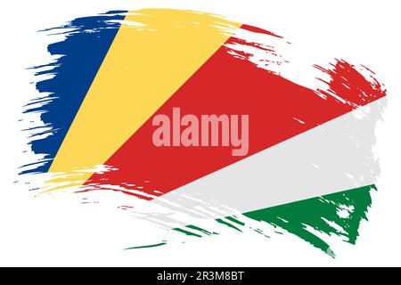 Seychelles brush stroke flag vector background. Hand drawn grunge style Republic of Seychelles painted isolated banner. Stock Vector