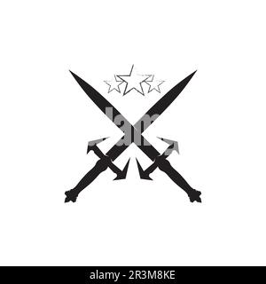 Cross swords, saber and blade logo icon flat Simple vector symbol and bonus icon Stock Vector