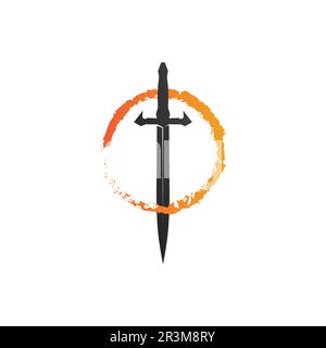 Cross swords, saber and blade logo icon flat Simple vector symbol and bonus icon Stock Vector