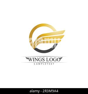 Falcon, eagle Logo and wings Template vector illustration design icon Stock Vector