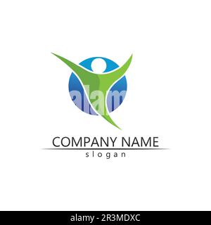 people Community vector logo care, group network and social icon design template Stock Vector