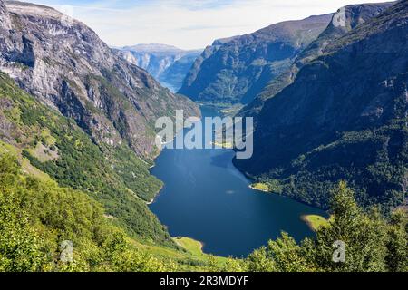 View of the famous Naeroyfjord in Norway, a UNESCO World Heritage Site Stock Photo