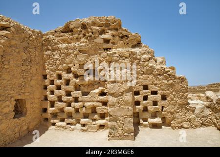 Dovecote at Masada ruins in southern Judean Desert in Israel Stock Photo