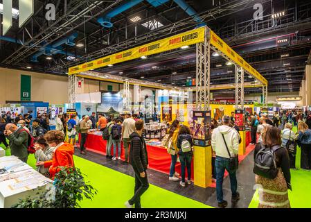 Turin, Italy - May 22, 2023: Stand of Panini Comics publisher at the 35th Turin International Book Fair. Stock Photo