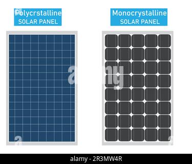 vector design of monocrystalline and polycrystalline solar panel isolated on white background Stock Vector
