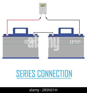 vector illustration of batteries connected in series Stock Vector