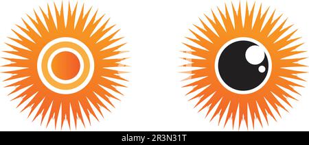 Sun logo and symbols star icon web Vector - Stock Vector