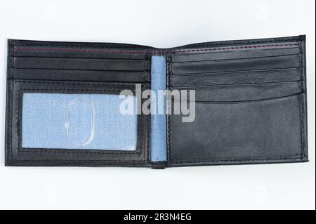 Open wallet with pockets for cards isolated on white studio background Stock Photo