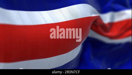 Close-up view of the Costa Rica national civil flag waving in the wind Stock Photo