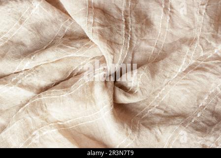 Beige cotton fabric texture. Coarse twisted fabric, background. Stock Photo