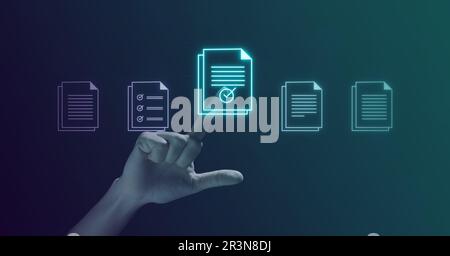 Online documentation database and digital file storage system Stock Photo