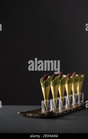 Two tone smoothie ice cream，chocolate and matcha  ice cream。 Stock Photo