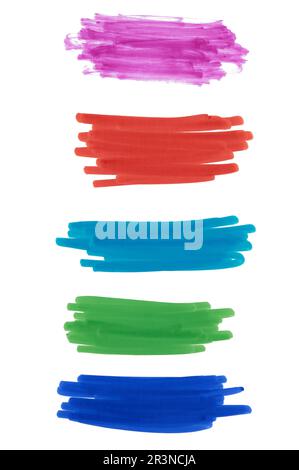 Multicolored felt-tip swatches on a white isolated background Stock Photo
