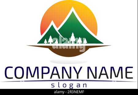 Mountain nature landscape  logo and symbols  icons template design Vector Stock Vector