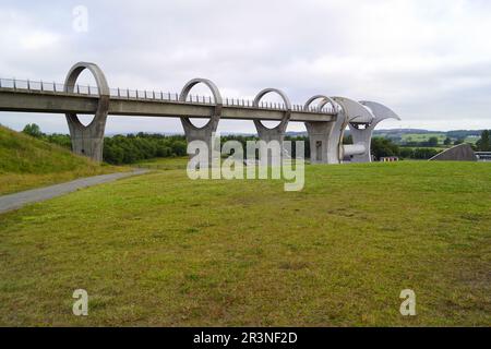 The Falkirk Wheel , the Falkirk Tunnel and the Union Canal Stock Photo