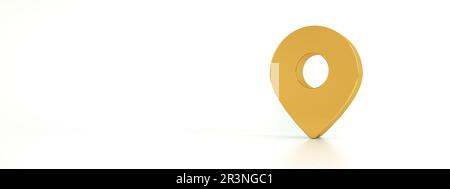 Gold map pointer 3d pin. Location symbol isolated on white background ...