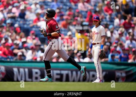 Arizona Diamondbacks' Evan Longoria plays during a baseball game,  Wednesday, May 24, 2023, in Philadelphia. (AP Photo/Matt Slocum Stock Photo  - Alamy