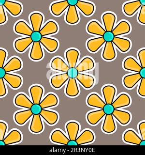 Sun flowers blossom seamless pattern. repeat pattern background design Stock Photo