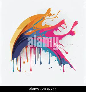 Smears, blots of colored paint on a white background, multicolored colors, rainbow - Vector Stock Photo