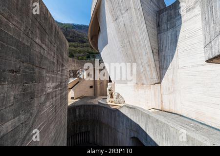 Italy Veneto Longarone - Monumental Church of Santa Maria Immacolata - Architect Giovanni Michelucci Stock Photo