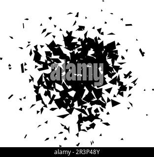Shatters and debris radial shape. Black broken pieces, specks and particles. Abstract explosion and burst element. texture. Vector illustration  Stock Vector