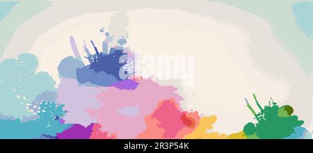 Realistic multicolored watercolor panoramic texture on a white background - Vector Stock Photo