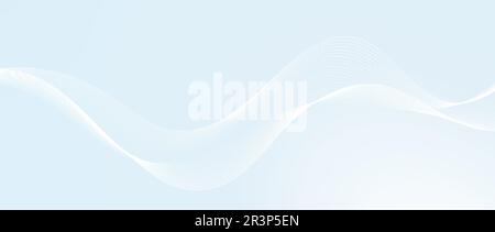 Undulate smooth wave lines design. Abstract flowing curved stripes template. White fluid shape on light teal blue background. Sea water, wind or air concept. Vector wallpaper Stock Vector