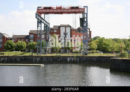 A view of the overhead crane at Preston Docks, Preston, Lancashire, England, Europe Stock Photo