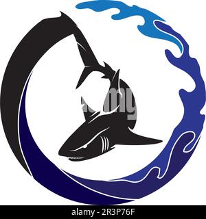 Shark Logo Template and design vector fish wild sea animal Stock Vector