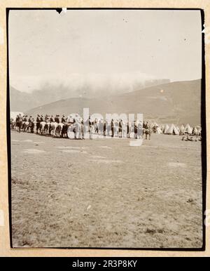 City of London Imperial Volunteers, drilling on Green Point Common during the Second Boer War, Cape Town South Africa, British Military History 1900, Vintage photograph Stock Photo