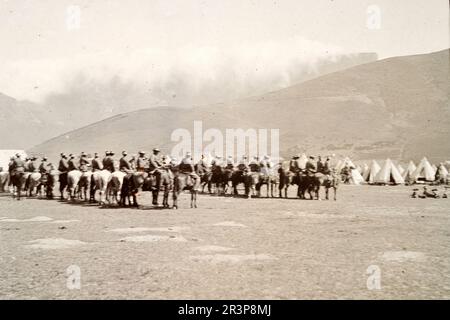 City of London Imperial Volunteers CIV, drilling on Green Point Common during the Second Boer War, Cape Town South Africa, British Military History 1900, Vintage photograph Stock Photo