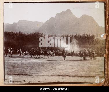 Soldiers on parade ground during the Second Boer War, Cape Town South Africa, British Military History 1900, Vintage photograph Stock Photo