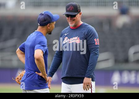 Atlanta Braves hitting consultant Chipper Jones (10) is shown