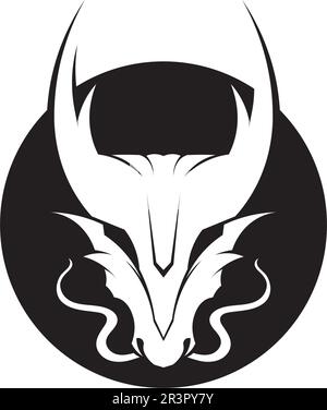 Head dragon flat color logo template vector illustration Stock Vector
