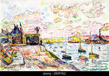 Quilleboeuf painting in high resolution by Paul Signac. Original from The MET Museum. Stock Photo