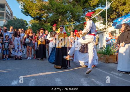 ball pagès, tipica danza ibicenca, Portinax, Ibiza, balearic islands, Spain. Stock Photo