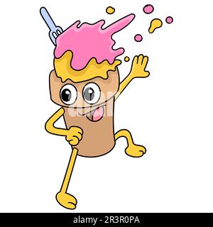 Ice cream in a cool style, doodle icon image Stock Photo